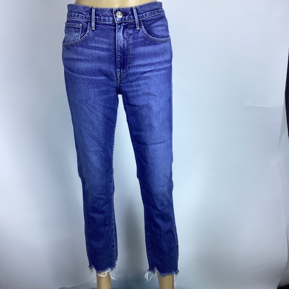 3 X 1 NYC Made Here Women's Blue High Rise Straight Leg Jeans Raw Hem Ankle 27
